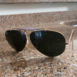 Ray-Ban Gold and Black shooter aviator  Sunglasses